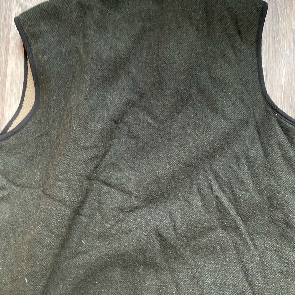 Woolrich Wool Tweed Zip-Up Green Sherpa Vest Large Outdoor Heritage Granola Cozy - Picture 5 of 6